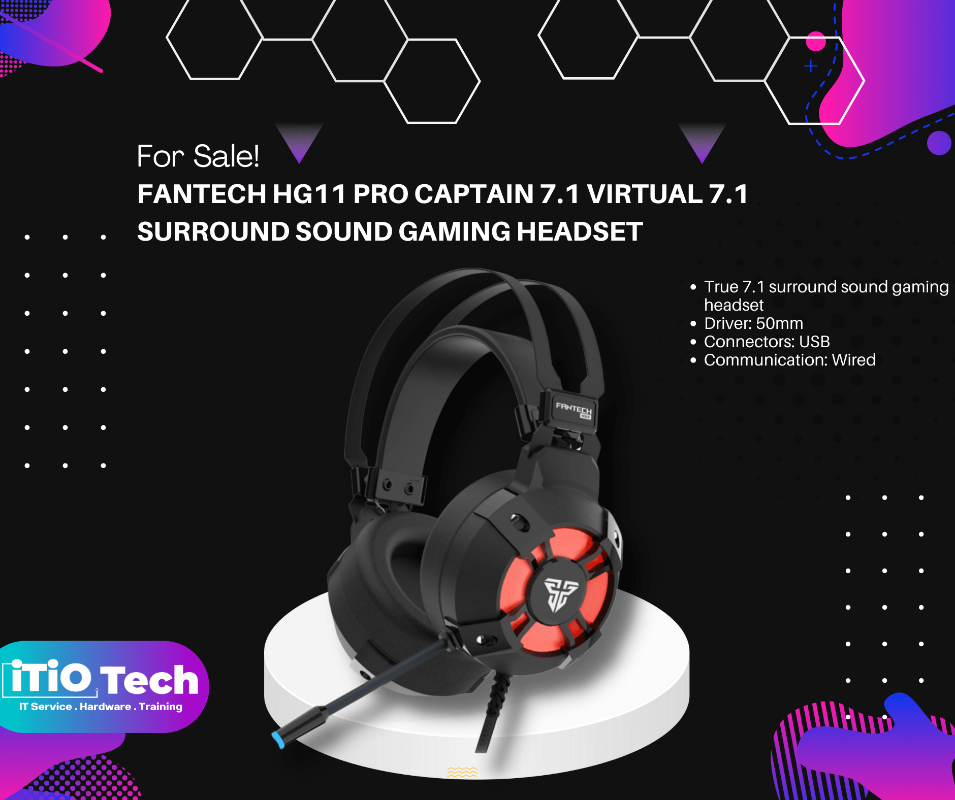 FANTECH HG11 Pro Captain 7.1 Virtual 7.1 Surround Sound Gaming Headset ITIO Tech