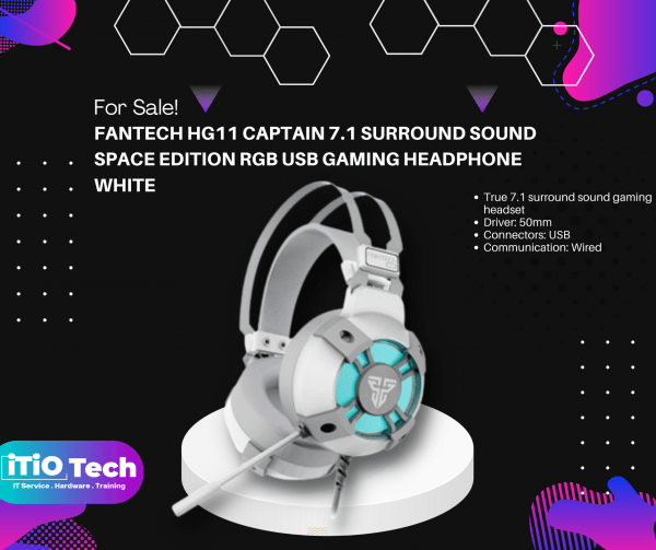 Fantech HG11 Captain 7.1 Surround Sound Space Edition RGB USB Gaming Headphone White